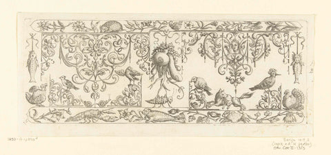 Border decoration with a lobster, seal and crab at the bottom, Henri Le Roy (attributed to), after 1611 - c. 1656 Canvas Print