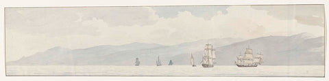 Ships of a Neapolitan escader near the coast of Reggio, Louis Ducros, 1778 Canvas Print