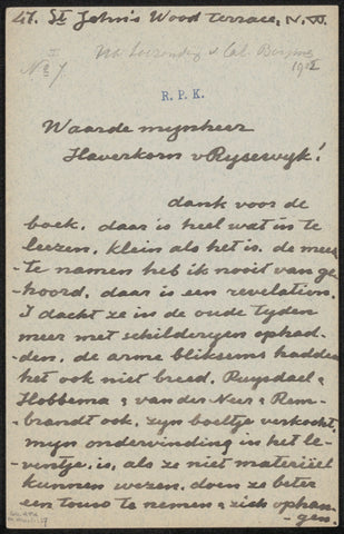 Letter to Pieter Haverkorn van Rijsewijk, Matthijs Maris, 1886 - 1915 Canvas Print