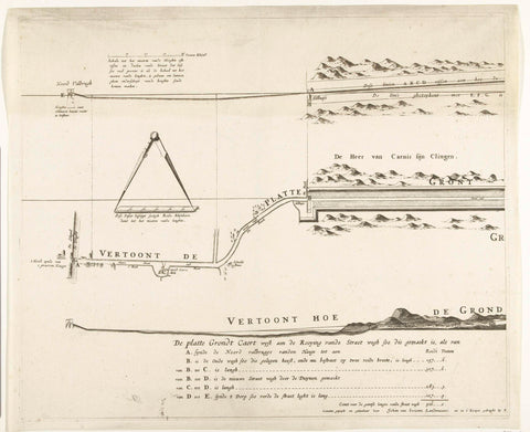 Map of the construction of the street road from The Hague to Scheveningen, 1664-1665 (first page), Frederik de Wit, 1667 - 1713 Canvas Print