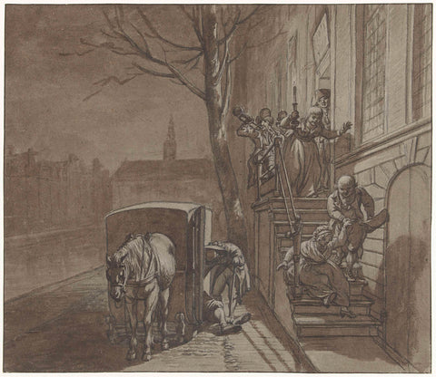 Friends depart from Haazel's house, Jacob Cats (1741-1799), 1751 - 1799 Canvas Print