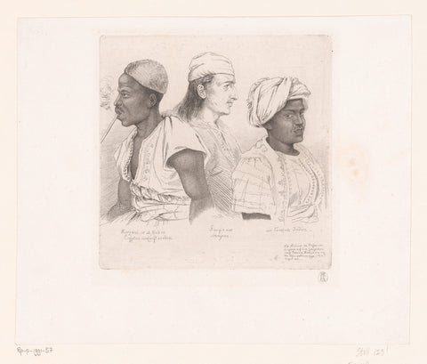 Portraits of three people from the port of Livorno, Ludwig Emil Grimm, 1816 Canvas Print