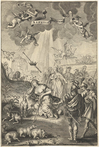 Shepherdess Aspasia lies dormant with her flock while bystanders watch as a crown and scepter descend from heaven, Cornelis van Dalen (I) (rejected attribution), 1656 Canvas Print