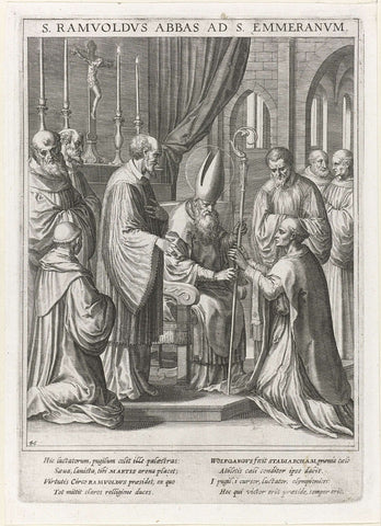 Saint Ramwold is appointed abbot of St. Emmeram, Raphaël Sadeler (I), 1615 Canvas Print