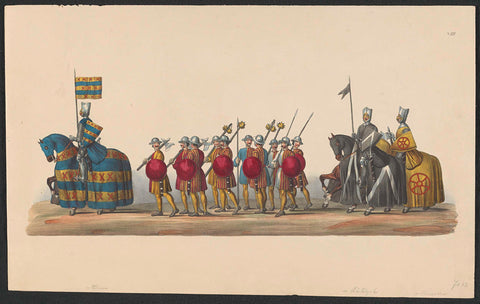 Costumed procession of 1841: knights and soldiers (sheet VIII), anonymous, 1841 Canvas Print