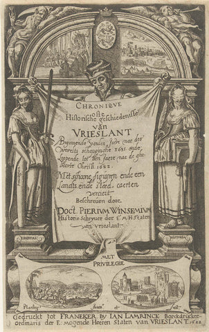 Title page for Chronique ofte HistorischeHistorische van Vrieslant, 1622, Pieter Feddes van Harlingen, 1622 Canvas Print