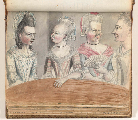 Four women at a table during a trip to Falmouth, Jan Brandes, 1778 Canvas Print