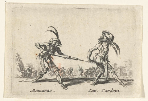 Two street artists such as Maramao and Capitano Cardoni, Jacques Callot, 1622 - 1670 Canvas Print