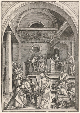 The Twelve-Year-old Christ in the temple, Albrecht Dürer, 1501 - 1505 Canvas Print