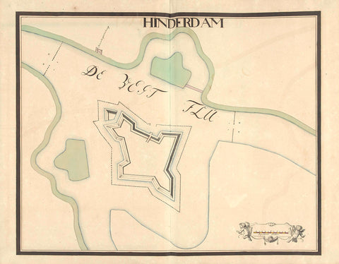 Plattegrond van het Fort bij Hinderdam, ca. 1701-1715, Samuel Du Ry de Champdoré, 1701 - 1715 Canvas Print