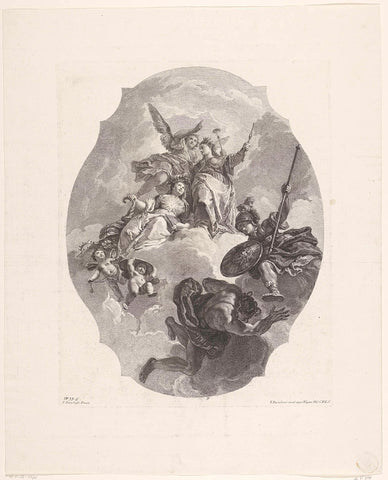 Deugd kroont Edelheid, Francesco Bartolozzi, 1739 - 1780 Canvas Print