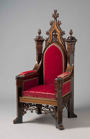 Throne seat of rosewood clad with red velvet, Carel Breytspraak, c. 1850 Canvas Print