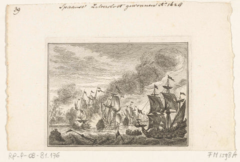 Conquest of the Silver Fleet, 1628, Simon Fokke, 1782 - 1784 Canvas Print