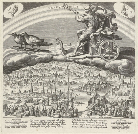 The planet Mercury and its influence on the world, Johann Sadeler (I), 1585 Canvas Print