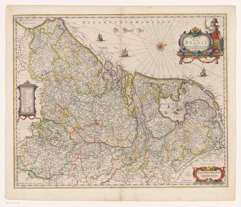 Map of the Seventeen Provinces, anonymous, in or after 1666 Canvas Print