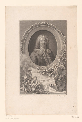 Portrait of Prosper Jolyot de Crébillon, Etienne Ficquet, in or after 1751 Canvas Print