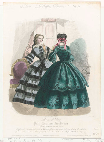 Petit Courrier des Dames, 1854, No. 2915, Le Coiffeur Parisien, 24th Liv.on, No. 48 : Coiffures (...), anonymous, 1854 Canvas Print