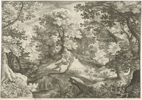 Landscape with Apollo and Daphne, Jan van Londerseel, 1601 - 1652 Canvas Print