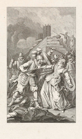 The Princess of Espinoy is Wounded in the Defense of Tournai, 1581, Reinier Vinkeles (I), 1785 Canvas Print