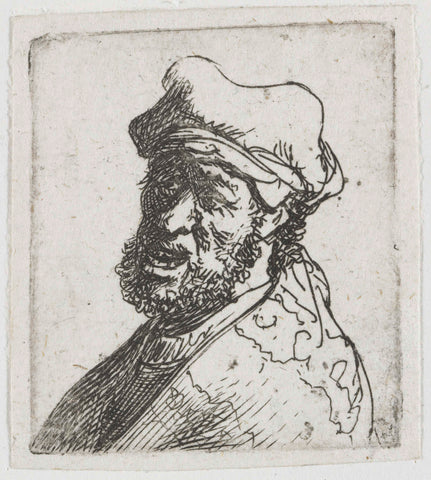 Sheet of studies of men's heads: man crying out, three quarters left: bust, Rembrandt van Rijn, c. 1629 Canvas Print