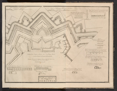 Map of the fortifications of Temesvár, 1716, anonymous, 1729 Canvas Print