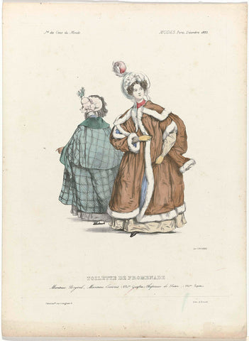 Journal des Gens du Monde, Modes Paris, December 1833 : Toilette de Promenad (...), anonymous, 1833 Canvas Print