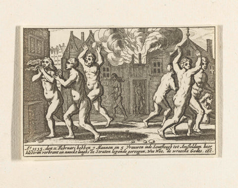 Nudist runners in Amsterdam, 1535, Pieter Hendricksz. Schut, 1629 - 1652 Canvas Print