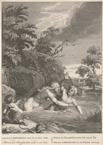 Salmacis and Hermaphroditus, Bernard Picart (workshop of), 1733 Canvas Print