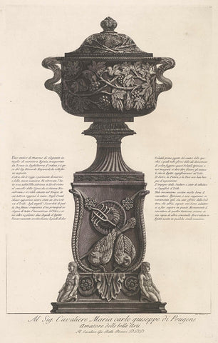 Vase on pedestal with Egyptian symbols, Giovanni Battista Piranesi, 1778 Canvas Print