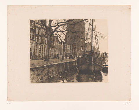 Docked sailing ship at a tower on the Oude Waal in Amsterdam, Willem Witsen, c. 1912 Canvas Print