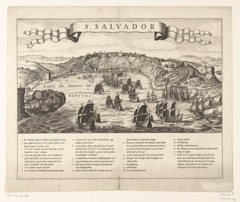 Conquest of San Salvador in Brazil by Admiral Jacob Willekes, 1624, anonymous, 1624 - 1649 Canvas Print