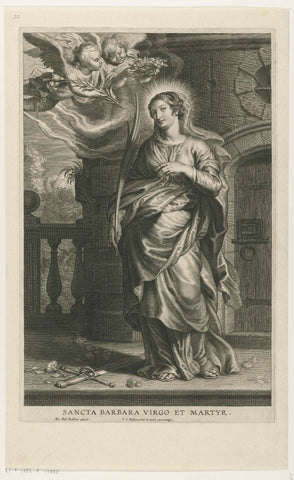 Saint Barbara as a martyr with tower, Schelte Adamsz. Bolswert, 1596 – 1659 Canvas Print