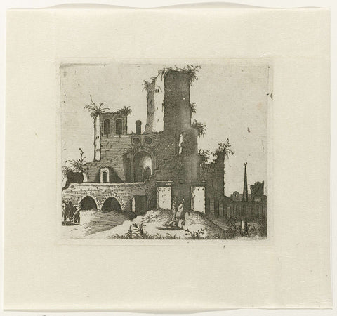 Ruin with rectangular tower, Lambertus Suavius, 1560 Canvas Print