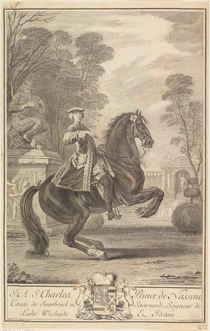 Equestrian Portrait of Karel van Nassau-Usingen, Louis Desplaces, 1692 - 1739 Canvas Print