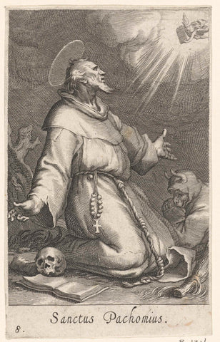 Saint Pachomius the Elder as hermit, Boetius Adamsz. Bolswert, 1619 Canvas Print