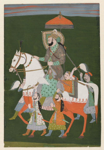 Portrait of Farruk Siyar on horseback, anonymous, c. 1750 - c. 1799 Canvas Print