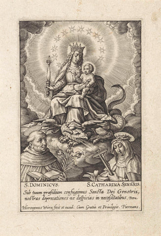 Maria as Queen of Heaven, with the Christ Child, Hieronymus Wierix, 1563 - before 1619 Canvas Print