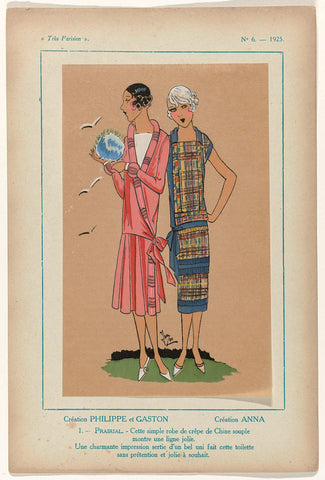 Très Parisien, 1925, No. 6, Pl. 1: Creation PHILIPPE and GASTON. Creation ANNA., G-P. Joumard, 1925 Canvas Print