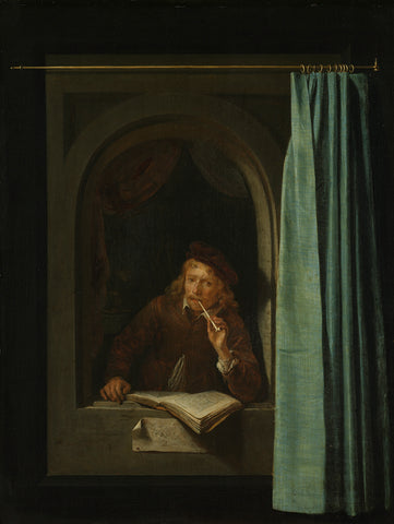 Man Smoking a Pipe, Gerard Dou, c. 1650 Canvas Print