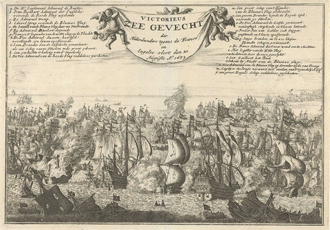 Battle of Kijkduin, 1673, Jan Luyken, 1688 Canvas Print