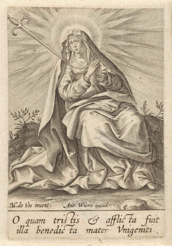 Maria als Mater Dolorosa, Antonie Wierix (III), 1606 - before 1624 Canvas Print