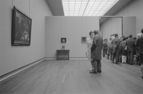 Room with group of visitors, 1970 Canvas Print