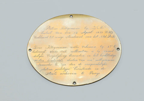 Plate at platinum standard of 1 kg, anonymous, c. 1839 Canvas Print