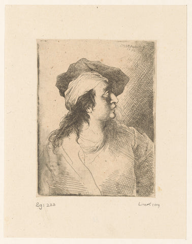 Looking up figure with beret, Christian Wilhelm Ernst Dietrich, 1732 Canvas Print