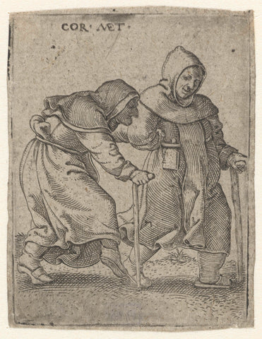 Dancing crippleds dressed as clergy, Cornelis Massijs, after 1538 - before 1577 Canvas Print