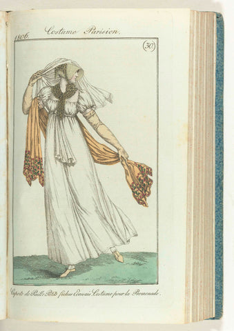 Journal des Dames et des Modes, editie Frankfurt 21 July 1806, Costume Parisien (30): Capote de Paille..., anonymous, 1806 Canvas Print