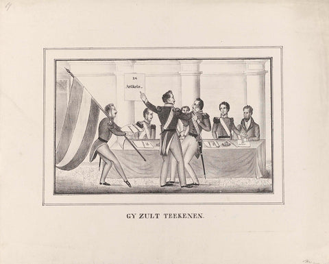 French pressure on King William I to sign the Treaty of XXIV articles, 1833, anonymous, 1833 Canvas Print