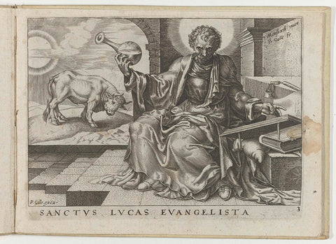 Luke the Evangelist Writing His Gospel, Philip Galle, 1562 Canvas Print