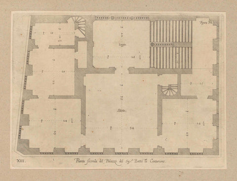 Plan of the first floor of the Palazzo Gio Battista Centurione in Genoa, Nicolaes Ryckmans, 1622 Canvas Print