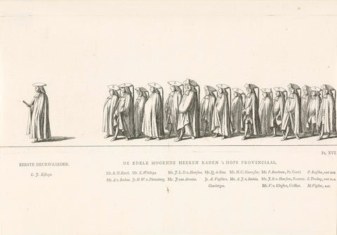 Members of the Court of Friesland in the funeral procession of Princess Maria Louise, 1765, Rienk Jelgerhuis, 1765 Canvas Print